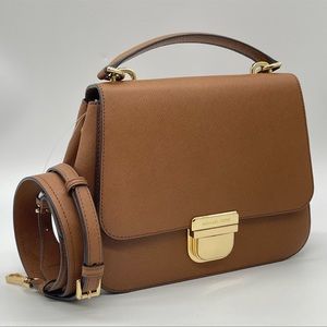 Michael Kors Bridgette Medium Messenger Bag Luggage Leather Brown